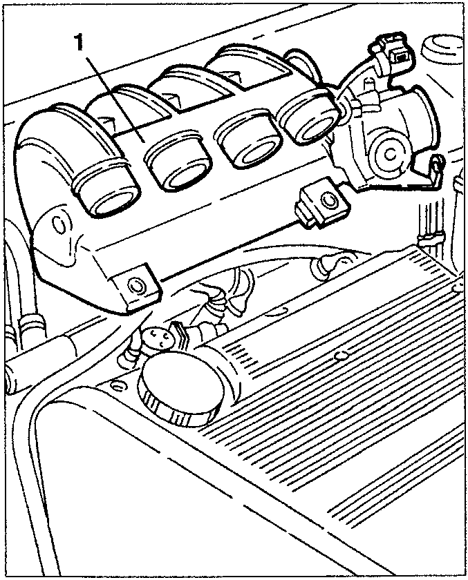 Engine diagram showing intake box 1