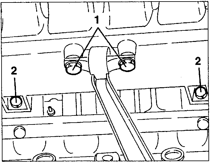 Engine diagram showing screws 1 and 2