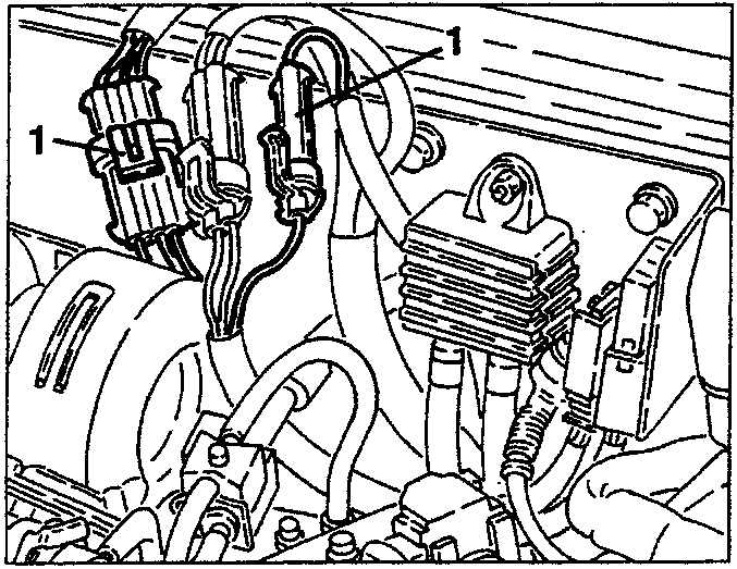 Lambda sensor with wiring and engine components