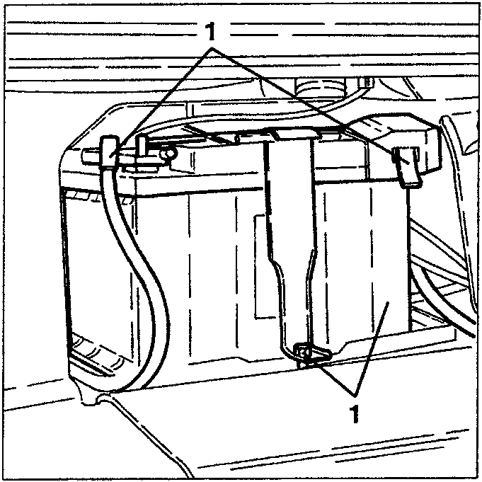 Battery with terminals and clamp screw
