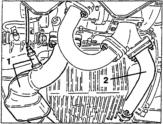 Exhaust system components showing lambda probe and delivery pipe