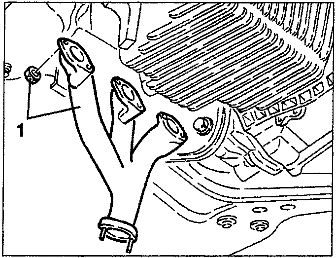 Right-hand cylinder head exhaust manifold with bolts