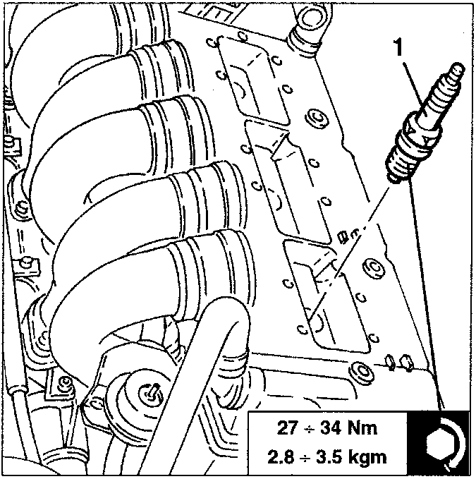 Spark plug installation with torque specification