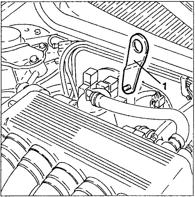 Diagram showing engine support bracket installation
