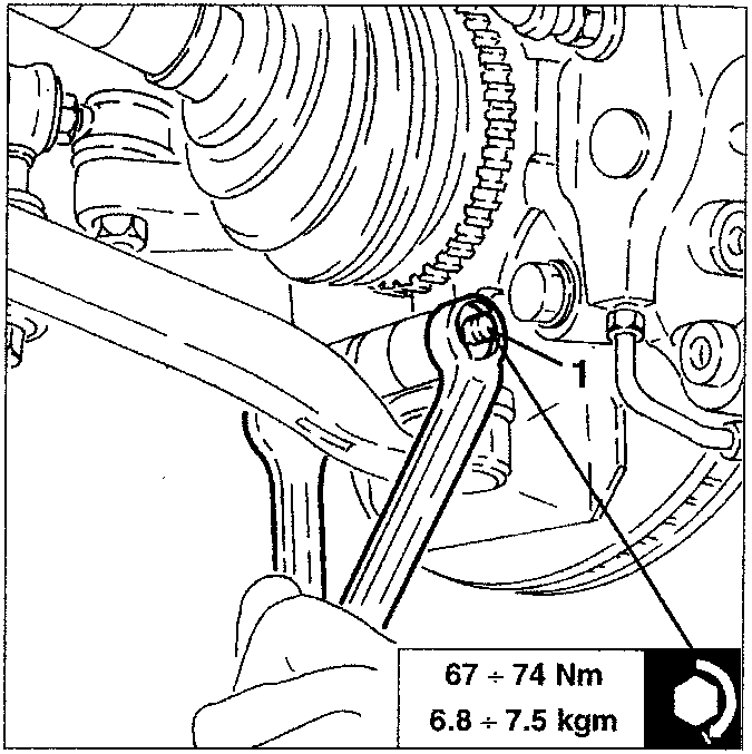 Wishbone bolts being loosened with torque values