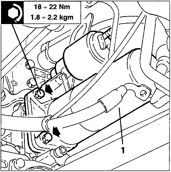 Screws being slackened to remove the starter motor with rear bracket
