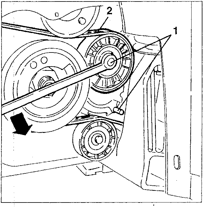 Alternator with belt tensioner pulley and auxiliary components drive belt