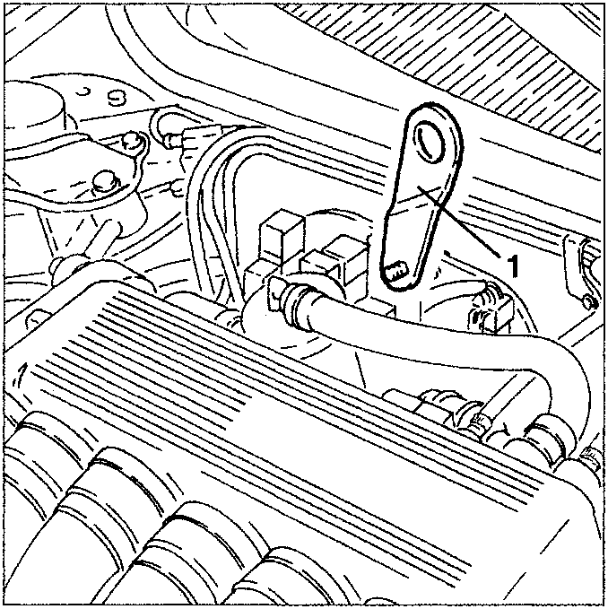 Engine support bracket installed on cylinder head