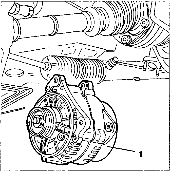 Alternator removed from its support bracket