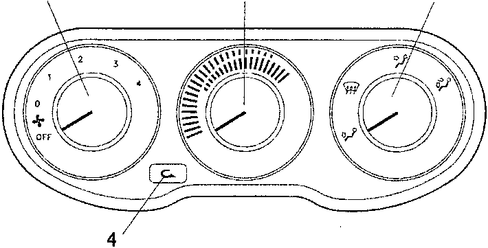 Heater control panel with three knobs and a push-button