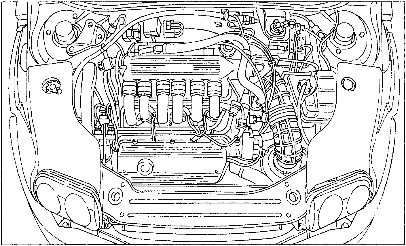 Engine compartment view showing intake manifold, throttle potentiometer, and air inlet pipe