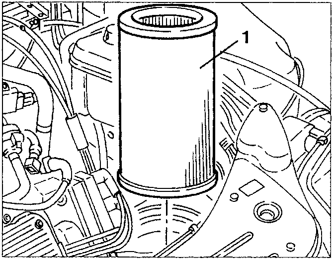 Filtering element removed from air cleaner box