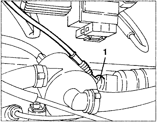 Diagram showing coolant pipe connection to heater, labeled 1