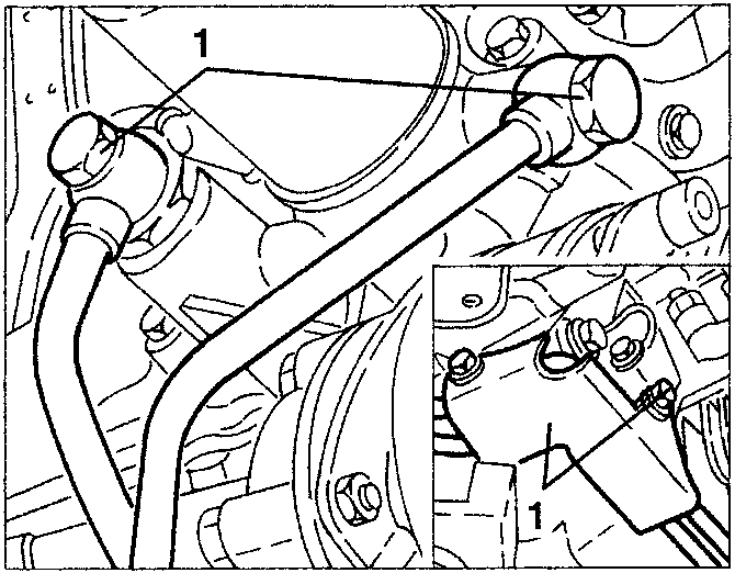 Diagram showing disconnection of radiator oil pipes and support bracket screws