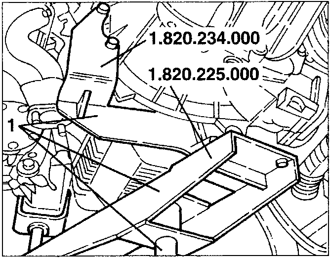 Diagram showing placement of hydraulic jack with specified tools