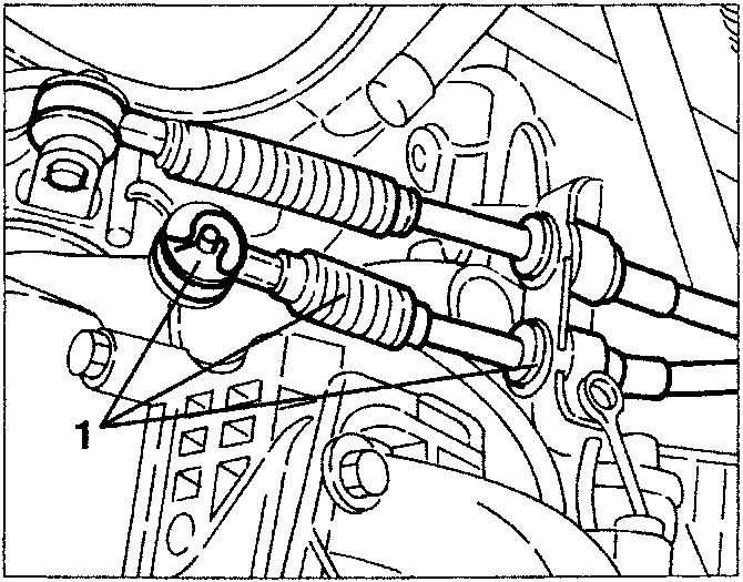 Diagram showing gear control cable disconnection
