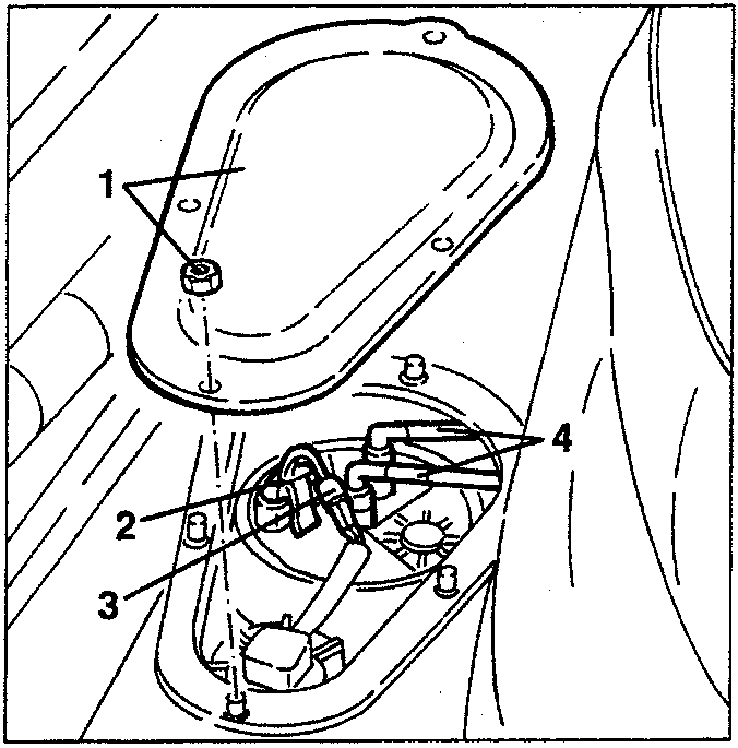 Fuel filler access panel with numbered parts