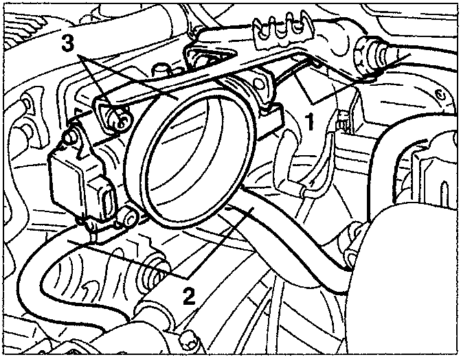 Throttle body with accelerator cable and coolant pipes