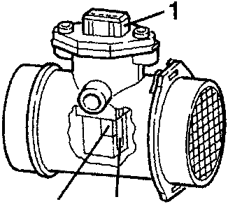 Air-flow meter with connector, measurement duct and hot film sensor