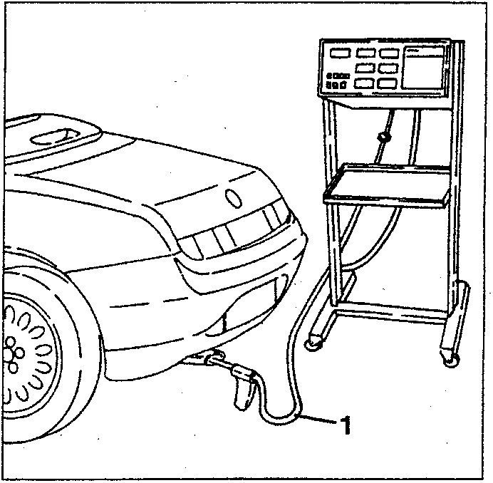 Car with exhaust analyzer connected