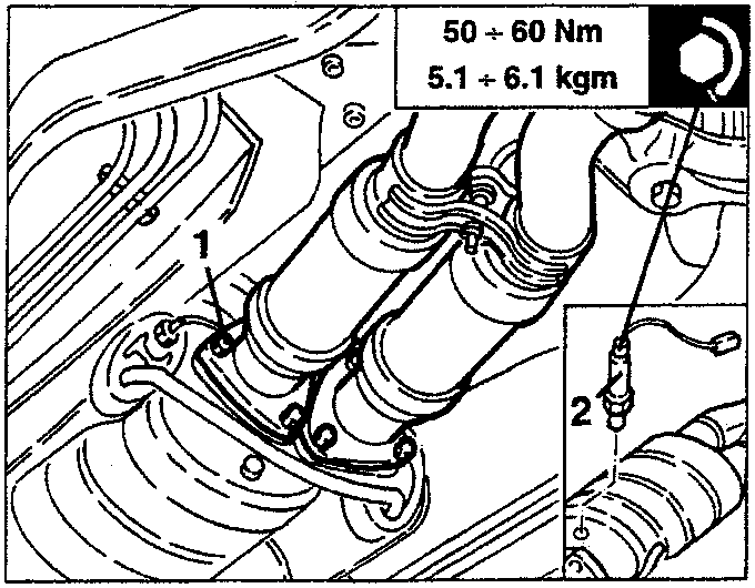 Catalytic converter bolts and lambda sensor