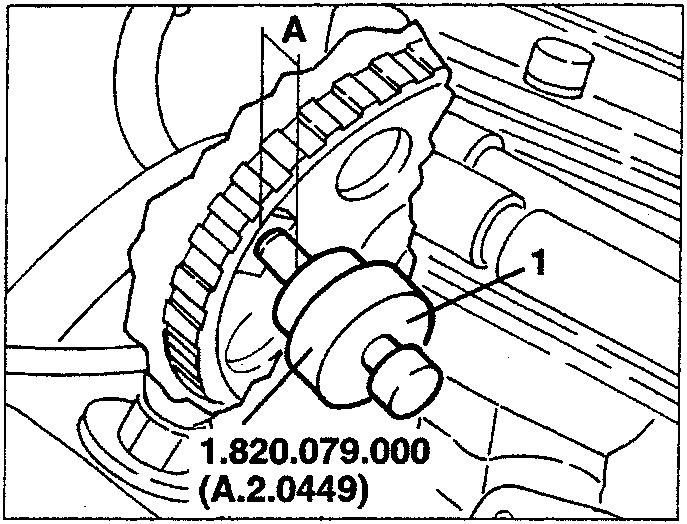 Measuring dimension A on camshaft drive pulley