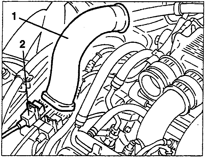 Engine bay showing intake duct and sensor connection