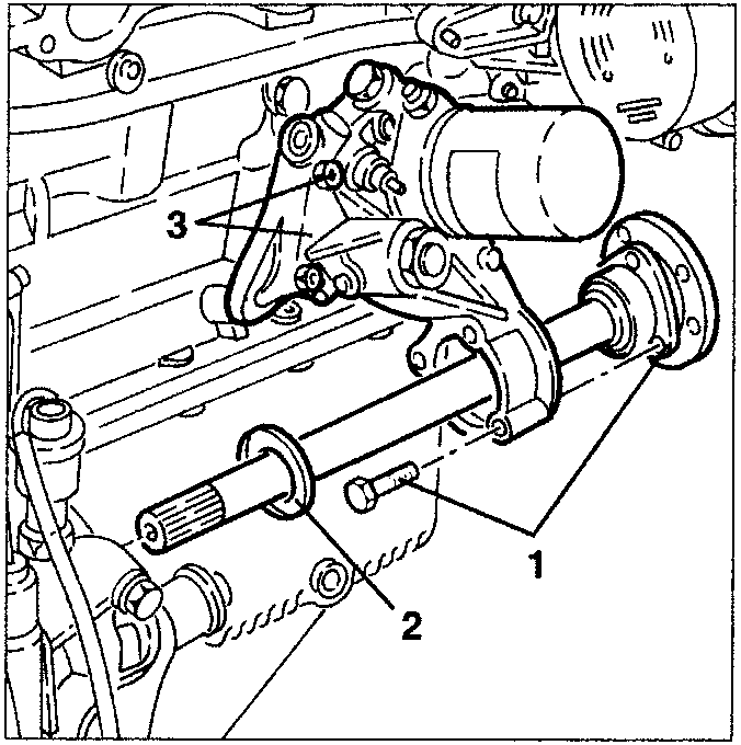 Gearbox-differential unit with labeled parts 1, 2, and 3