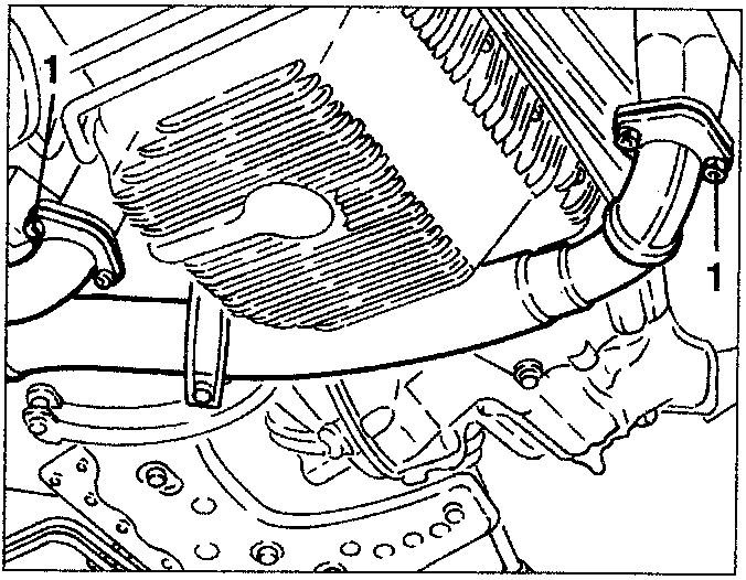 Front section of exhaust pipe disconnected from manifolds