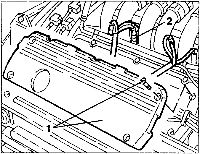 Engine showing electroinjector electrical connections