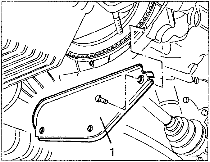 Illustrates removal of transmission crossmember bracket