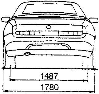 Rear view of the car with dimensions 1487 and 1780