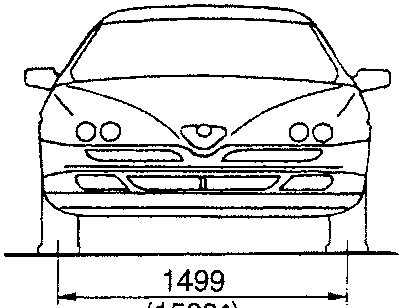 Front view of car with dimension: 1499 (1508*).