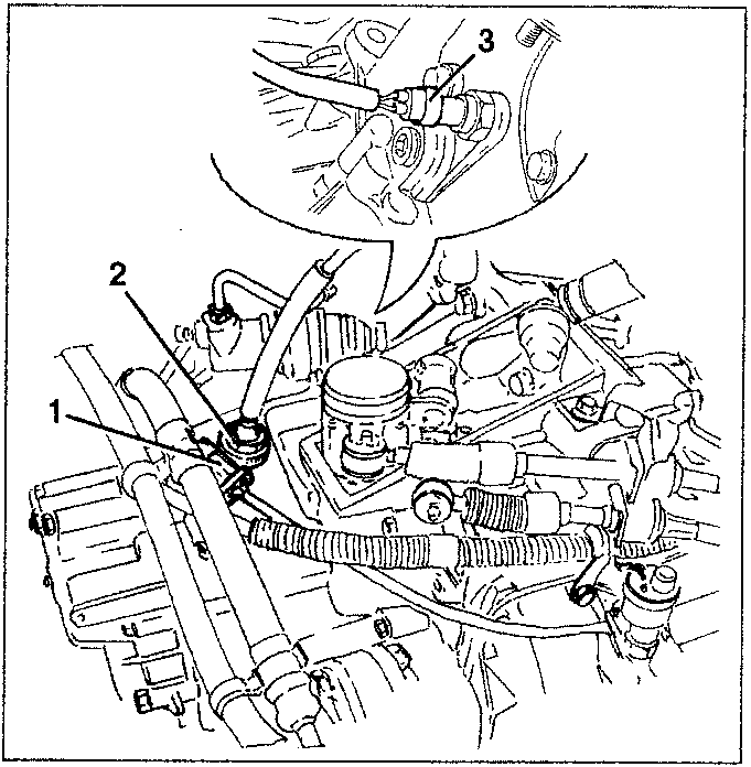 Diagram showing disconnection of cables and sensors, labeled 1, 2, and 3.