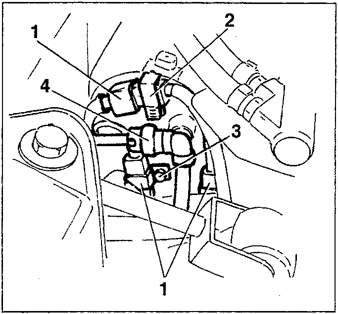 Brake pump fittings diagram showing components 1, 2, 3, and 4.