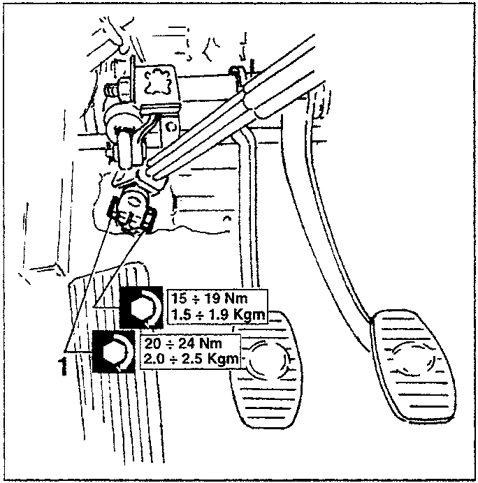 Steering column with pedals and torque specifications