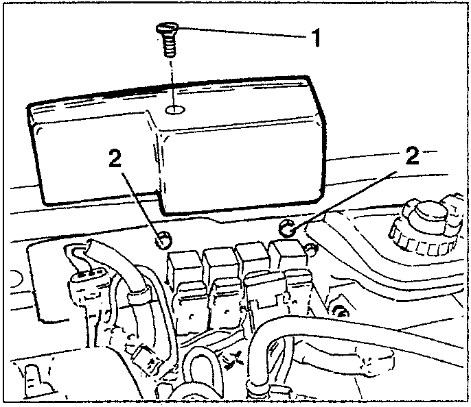 Diagram showing the ducting/distributor unit with labeled parts 1 and 2.