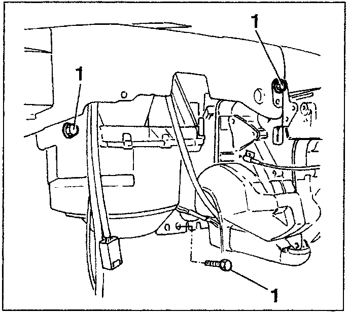 Diagram showing screws labeled 1 on the left-hand side climate control unit