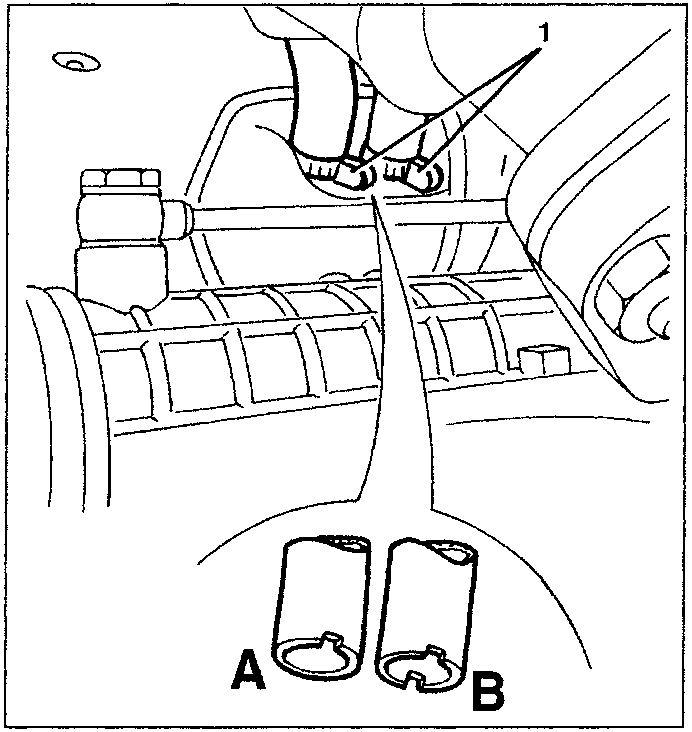 Diagram showing two pipes marked A and B with one notch and two notches respectively, indicating orientation