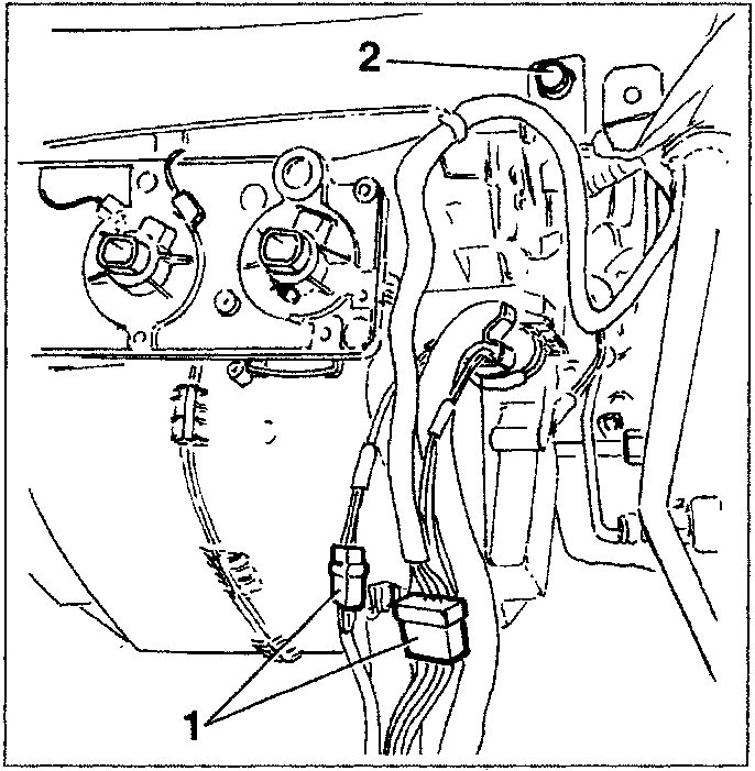 Diagram showing electrical connections and a screw labeled 1 and 2