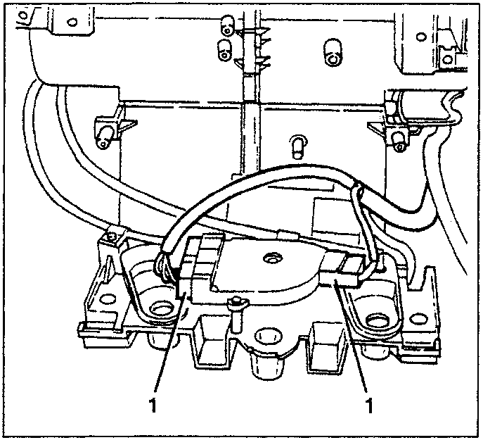 Illustration showing two electrical connections being disconnected from the climate controls