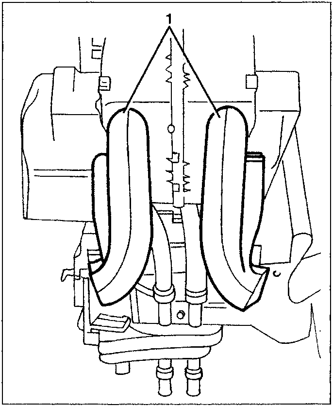 Illustration showing two lower air ducts being removed from a unit