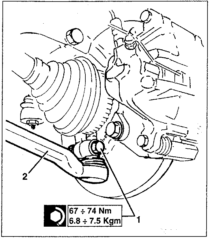 Suspension wishbone and wheel hub connection with torque specification box