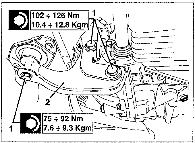 Engine rear support with torque specifications