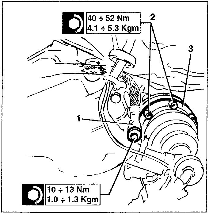 Gearbox with earth braid, axle shaft and safety plates with torque specifications