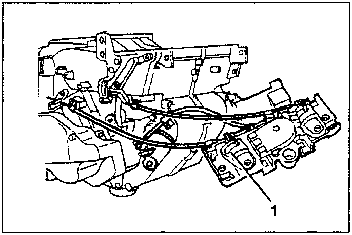 Diagram showing three bowden cables disconnected from a unit