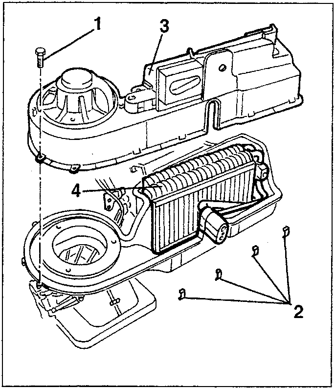 Diagram showing evaporator and expansion valve components with numbered parts 1, 2, 3, 4