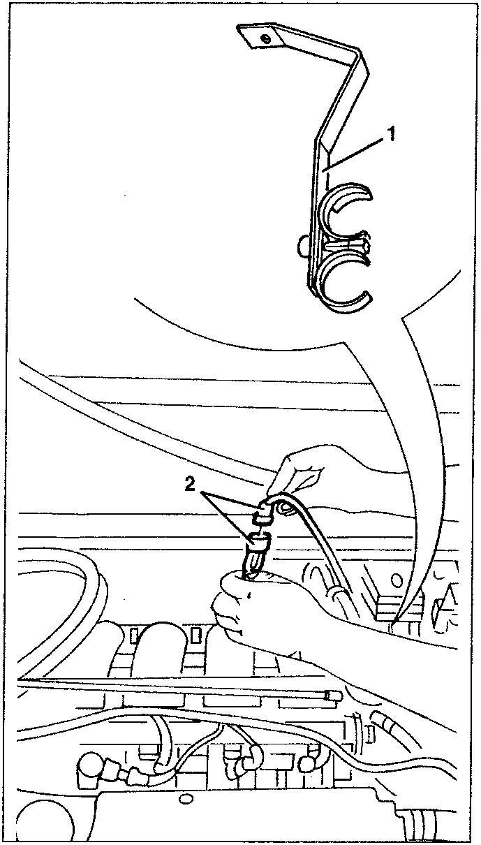 Diagram showing removal of heater pipe fastening clamps and lambda probe connection