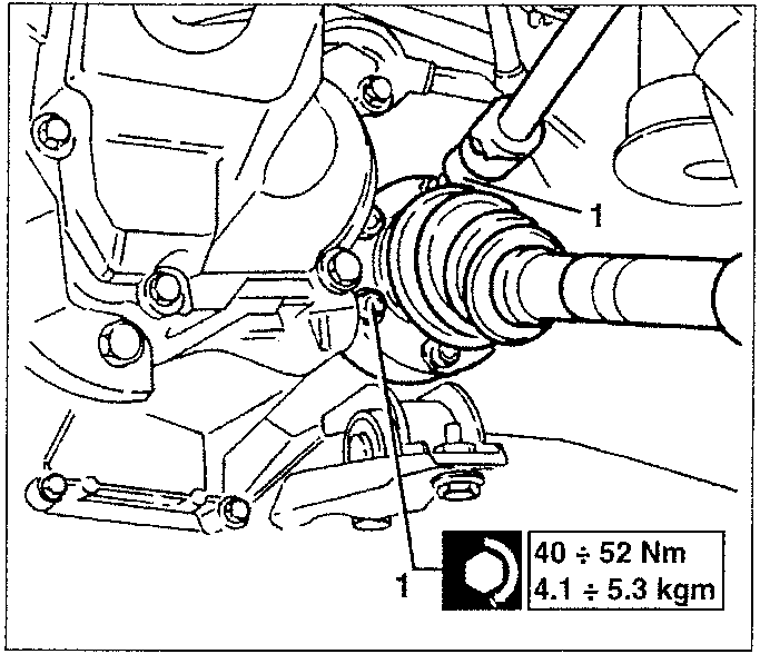 Differential with axle shaft and fastening screws