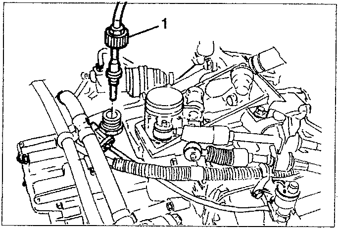 Diagram showing reverse gear release cable disconnection in engine compartment